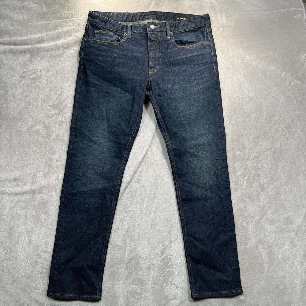 Bonobos Mens Jeans 34x30 Dark Wash Blue Denim Athletic Stretch Organic Cotton